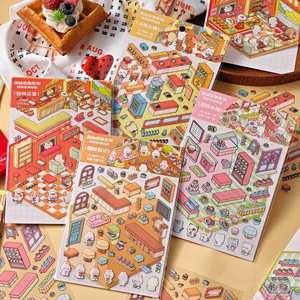3 unids/pack 2.5D paisaje pegatinas deliciosa <span class=keywords><strong>calle</strong></span> esquina serie Linda pequeña casa Diy escena decoración Material pegatinas - Product Image 1