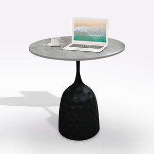 Table basse en métal noir avec plateau en céramique effet marbre, 50x54 cm - Product Image 1