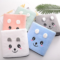 Serviette en microfibre douce et absorbante et serviette de bain en polaire corail avec motif animal 3D pour enfants, ensemble avec boîte cadeau