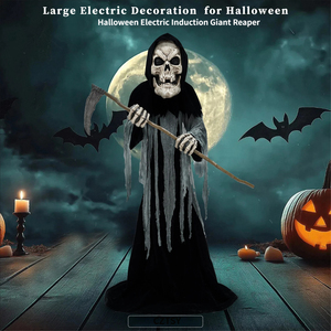 Guadaña Mecánica Eléctrica de Terror para Halloween, con Activación por Voz, Inducción, Luminosa, con Cabeza Grande, <span class=keywords><strong>Esqueleto</strong></span> de la Muerte Sosteniendo la Guadaña - Product Image 2