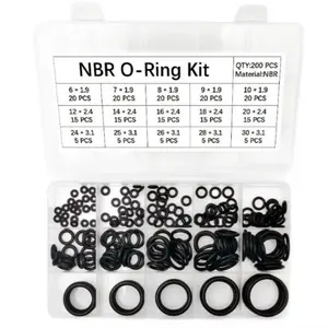 200 PCs Rubber O Rings Kit 15 Different Sizes Universal Nitrile NBR Washer Gasket Assortment Set O Ring Box Repair Kits