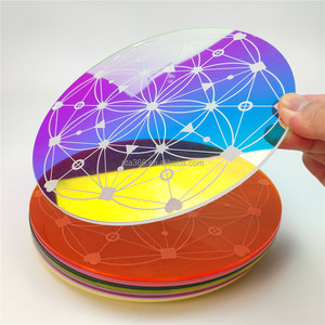3 Custom Luxury Acrylic Coaster Laser Engraved Design Plastic Acrylic Coaster Set Print Holographic Logo Acrylic Coaster Cut