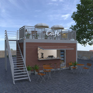 حاوية صغيرة متنقلة من الفولاذ 40 قدمًا ، مقهى جاهز الصنع بتصميم وحدات زجاجية للبيع للاستخدام كفيلا ومنزل - Product Image 2