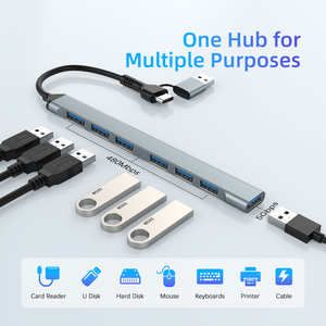 Multiport 7 Trong 1 USB C Cổng Nhôm 7 Cổng USB 2.0 3.0 Extender Splitter Hub Với Nhiều Cổng USB Di Động Docking Station - Product Image 3