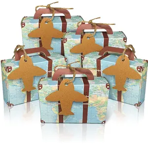 New creative luggage Candy Box Gift box Map Travel Vintage kraft paper airplane candy box