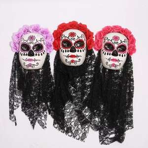 Máscara <span class=keywords><strong>Mexicana</strong></span> del Día de los Muertos, Máscara de Fantasma para Mujer, Máscara de Novia, Máscara de Terror para Disfraces - Product Image 1