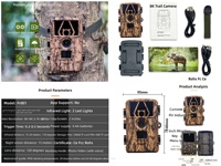 Cámara de Rastreo 8K con WiFi, Dispositivo Resistente al Agua, Sensor CMOS, Cámara Salvaje, Ideal para Caza de Animales al Aire Libre, Videocámara de 60MP, Nuevo Producto