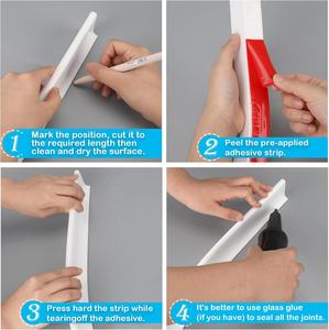 عتبة دش ذاتية اللصق ، شريط مطاطي للحمام من السيليكون سد حاجز مطاطي مانع للتسرب - Product Image 6