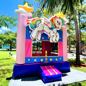 Castillo inflable comercial para fiestas al aire libre, brincolín 3D con diseño de unicornio para niñas - Product Image 1