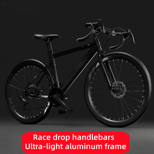 Vélo de <span class=keywords><strong>route</strong></span> à cadre en acier haute teneur en carbone ultra léger, multi-vitesses, pneus étroits, pour hommes, frein à <span class=keywords><strong>disque</strong></span>, capacité de charge maximale de 120 kg, guidon de 700C - Product Image 5