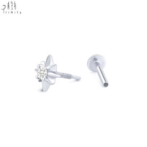 Pendiente de Oro Amarillo de 14K con Diamante Natural, Diseño de Estrella, de Alta Calidad y Muy Popular, para Regalo de Mujer - Product Image 5