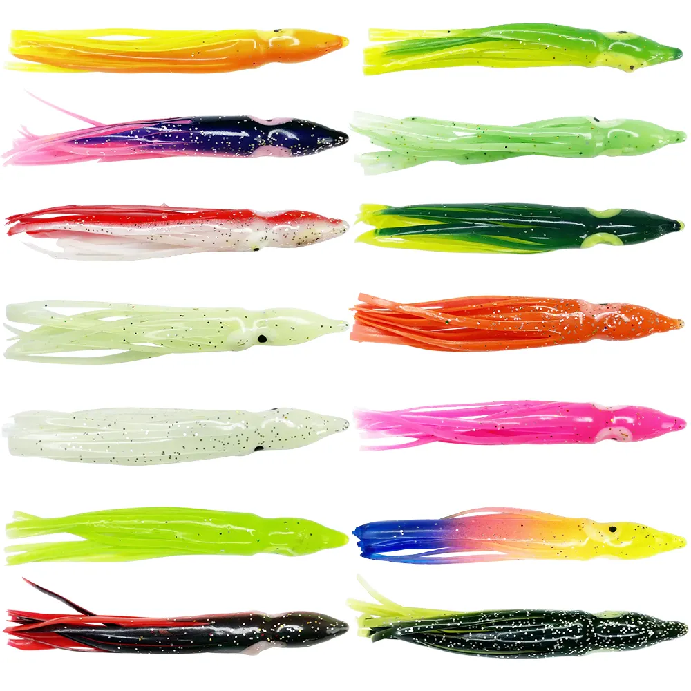Newbility wholesale 8cm Saltwater Soft Fishing Lures octopus Skirt Lures