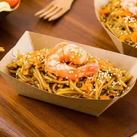 Boîte en papier kraft jetable en forme de bateau, résistante à l'huile, pour hot-dogs, nachos, barbecue (vente en gros)