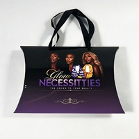 Boîte à oreiller personnalisée en carton texturé avec poignée, dégradé de violet en couleur pleine, pour emballage de perruques et extensions capillaires