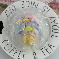 Jouet Squishy Macaron en forme de cornet de glace à rebond lent, jouet à presser décoratif en forme de bonbon, emballage transparent, cadeau pour enfants, vente en gros