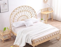 Meubles d'hôtel pour chambre à coucher, bois tressé en rotin naturel, 1,2 m, 1,5 m, 1,8 m, lit en forme de fleur, lit en rotin tressé pour enfants