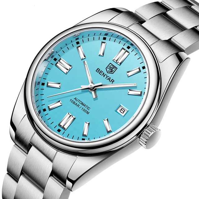 Benyar 5185 Luxury Stainless Steel Band Mechanical Watches Luminous Benyar Automatic Watches Men Montre Benyar