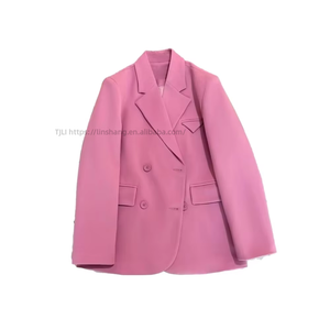 The New Casual Solid Color <b>Pockets</b> Suit Collar <b>Plastic</b> Button Women Fashion - Product Image 1