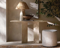 Table à manger rectangulaire personnalisée moderne et luxueuse de style romain Table basse en tavertin Table console avec dessus en marbre travertin naturel