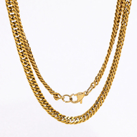 Collier tendance hip-hop en acier inoxydable plaqué or 18 carats avec pendentif cubain, bijou unisexe, cadeau