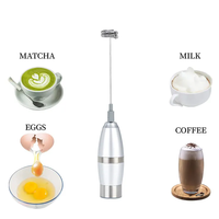 Mousseur à lait et mélangeur à café miniatures écologiques en acier inoxydable, fonctionnant sur piles, pour usage domestique, design simple