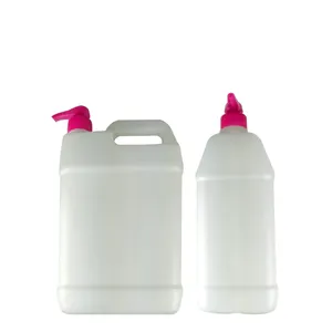 Botella de detergente de plástico HDPE de 5L con bomba, botella para lavar platos, proveedor de fábrica al por mayor