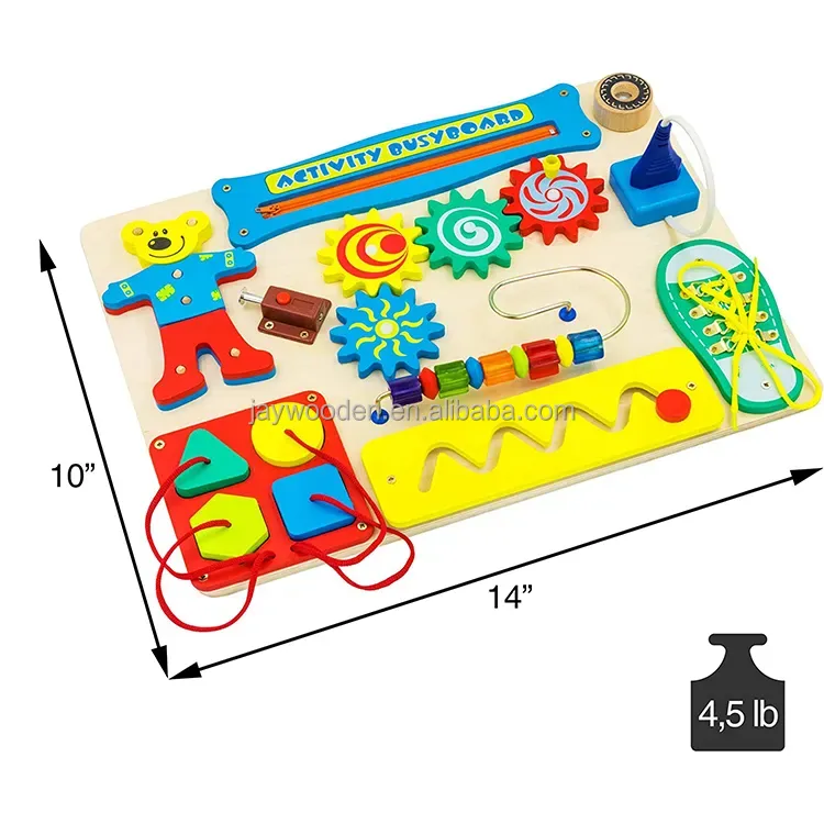 बच्चों के लिए मोंटेसरी लकड़ी का व्यस्त बोर्ड खिलौना फैक्टरी निर्मित मोंटेसरी व्यस्त बोर्ड 1 से 3 साल के लड़के लड़कियां 2 से 7 साल की उम्र