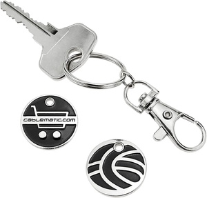 Jetons de chariot de supermarché personnalisés en métal plaqué argent avec logo estampé et émail, porte-clés - Product Image 4