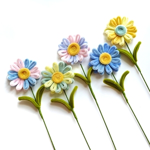 Tournesol artificiel en fil de <span class=keywords><strong>coton</strong></span> fait main, écologique, réutilisable, coloré, pour fête d'anniversaire, fête des enseignants - Product Image 1