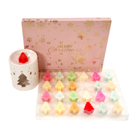 Calendario de Adviento de Lujo de 24 Días para Ceras Aromáticas, Caja Vacía con Materiales Reciclados, Laminado Mate y Bandeja de Plástico con Relieve