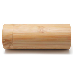Étui à lunettes en bambou cylindrique, hauteur 16.5cm, Design rétro solide pour le rangement des lunettes de soleil, été 2024 BC038 - Product Image 4