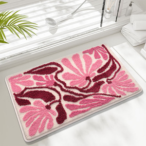 Alfombra de baño con patrón abstracto, rectangular, imitación de cachemira, antideslizante, absorbente, para el hogar, alfombra para el suelo del baño - Product Image 3