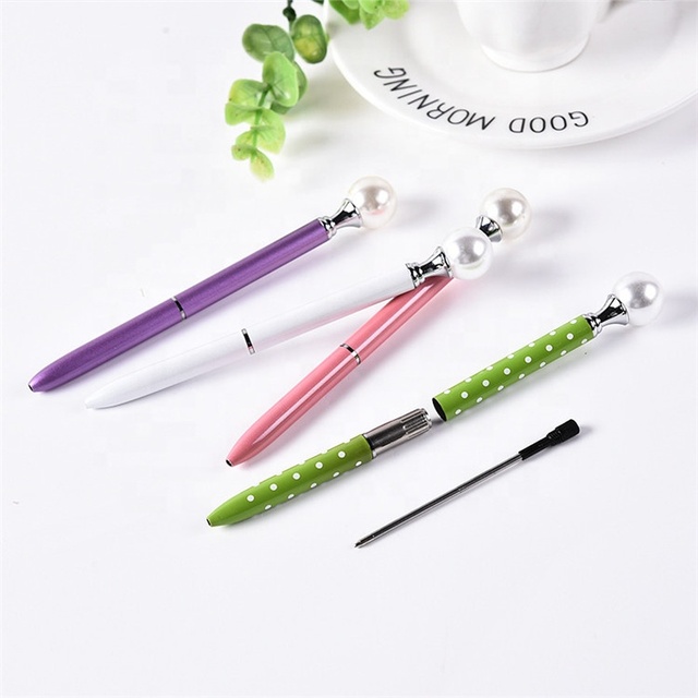 Big Pearl Ballpoint Pen Big Pearl Funky Design Queen's Scepter Crown Pen Office High Quality Rose Golden Pen