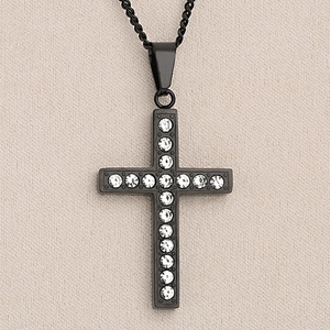 Nouveau Collier Pendentif Croix en Acier Inoxydable Poli Miroir et Cristal, Plaqué Or, Style Chaînes Tendance, Vente en Gros Personnalisée 2024 - Product Image 5
