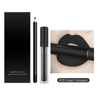 Ensemble de rouge à lèvres liquide mat et crayon à lèvres vegan en marque privée, kit de rouge à lèvres personnalisé avec crayon à lèvres