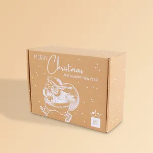 Versandbox Flexografie-druck braune Kraftpapier-Wellpappe-Mailer-Zahlungsbox Geschenkverpackung für Weihnachten Kosmetik