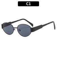 Nouvelles lunettes de soleil à monture ovale en métal Lunettes de soleil de haute qualité avec logo personnalisé Hommes et femmes Lunettes de soleil d'extérieur