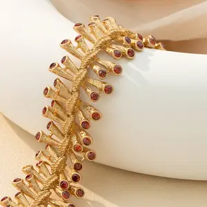 Vintage Brass Plated fashion jewelry bracelets True Gold Setting stones Bracelet stainless steel bracelet