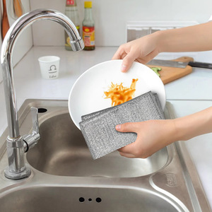 Double-Sided <b>Silver</b> Mesh Dishcloth Thickened Steel <b>Wire</b> For Kitchen Stove Cleaning Pots And Pans - Product Image 2