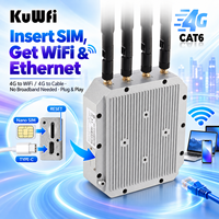 KuWFi 4g Cat6 Dual Band AX1800 Wifi Sim Antena Eksternal 2*sim Router Modem 4g Lte Wi-fi Industri untuk Kamera CCTV