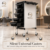 Chariot de Salon Mobile Moderne à 4 Roues, Réglable, en Plastique et Métal, avec Étagères de Rangement Multi-Niveaux, pour Salon de Coiffure, Permanente et Coloration Professionnelle