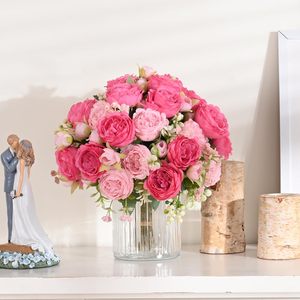 Fleurs de pivoine artificielles en soie de haute qualité à 3 têtes pour la décoration de mariages, de fêtes et d'intérieurs - Product Image 2