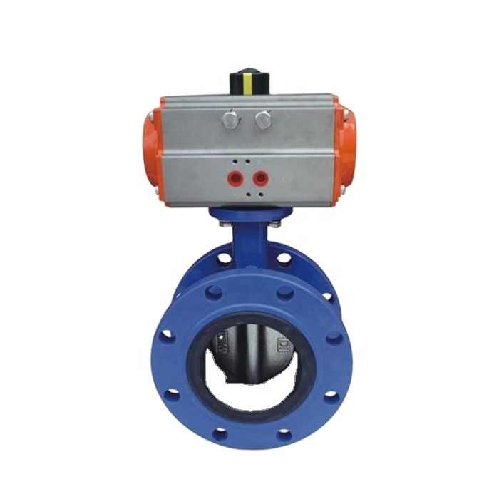 Factory Sale Epoxy Coated Ductile Iron Double Flanged Butterfly Valve With Pneumatic Actuator