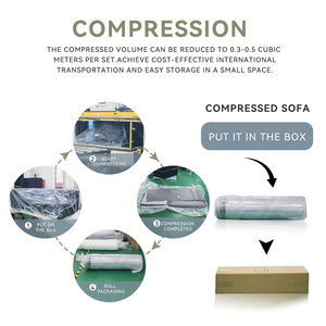Mayorista 2025 Sofá verde moderno de 3 plazas Sofás seccionales modulares envasados al vacío y cama comprimida para uso en interiores y hoteles - Product Image 5