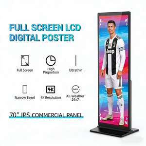 Écran publicitaire LCD 4K plein écran de 70 pouces, lecteur multimédia vidéo intérieur, tableau numérique intelligent, support de sol, signalisation numérique - Product Image 3