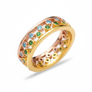 <b>Emerald</b> and Aquamarine Two Band <b>Rings</b> Together with Color Stones Wholesale Turkish 925 Sterling <b>Silver</b> Jewelry - Product Image 2