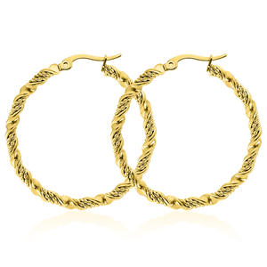 Boucles d'oreilles créoles rondes en acier inoxydable, couleur <span class=keywords><strong>or</strong></span>/mixte, grandes boucles d'oreilles rondes torsadées, pendientes, boucles d'oreilles créoles pour femmes - Product Image 5