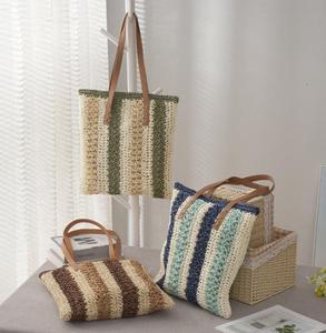 Alibaba – grand sac de plage en paille pour femme, sac à main fourre-tout de styliste, sacs de plage de vacances en bord de mer d'été oem en stock, vente en gros, <span class=keywords><strong>2023</strong></span> - Product Image 1