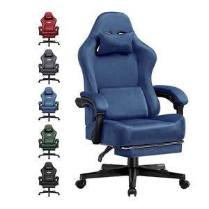 Silla de Videojuegos 2025 Azul de Terciopelo, Cómoda, Giratoria, Ejecutiva, para Adultos, con <span class=keywords><strong>Volante</strong></span> de Carreras - Product Image 1