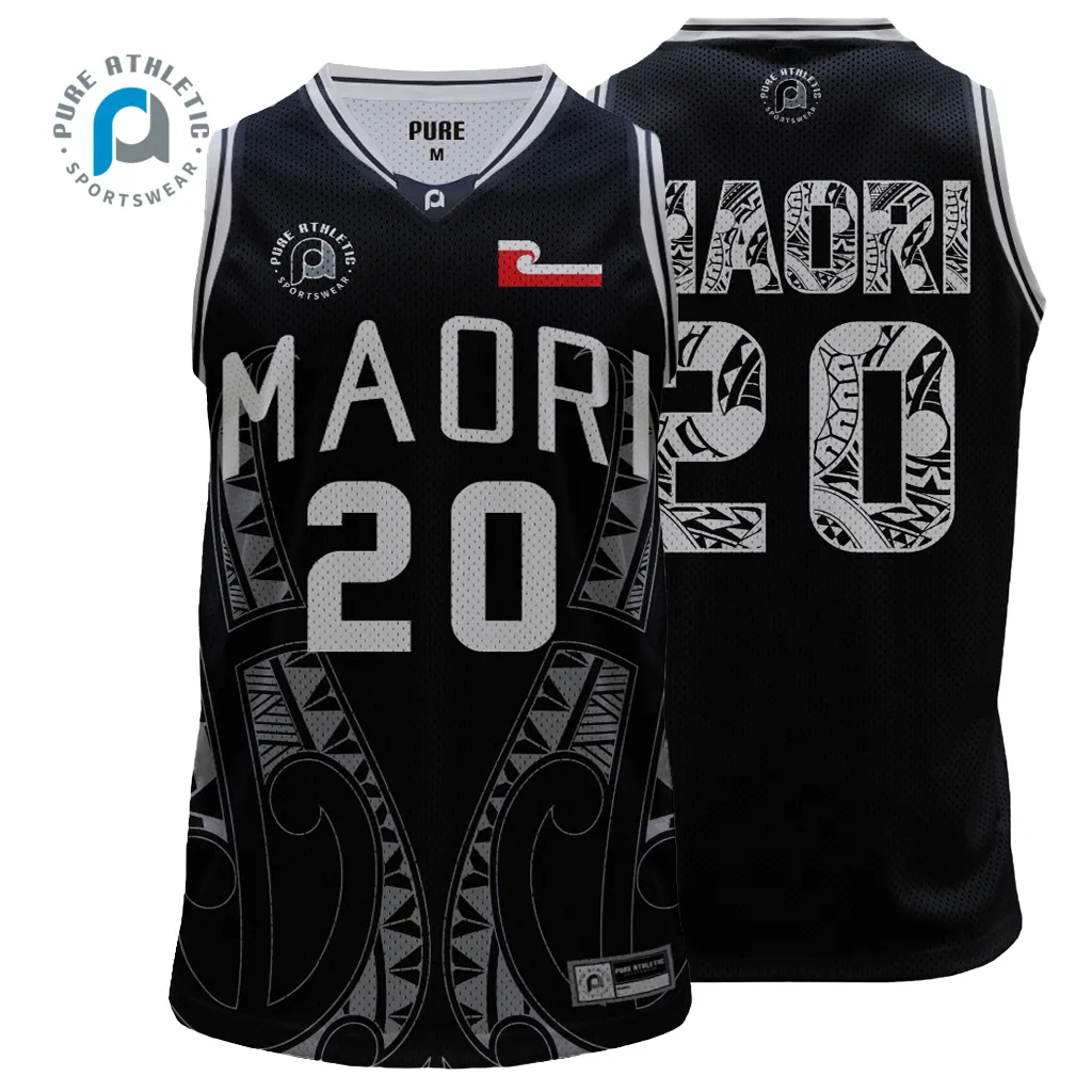 PURE Professional custom AU NZ design style stampa a sublimazione maori tattoo Sport vest canottiere abbigliamento da basket camicie